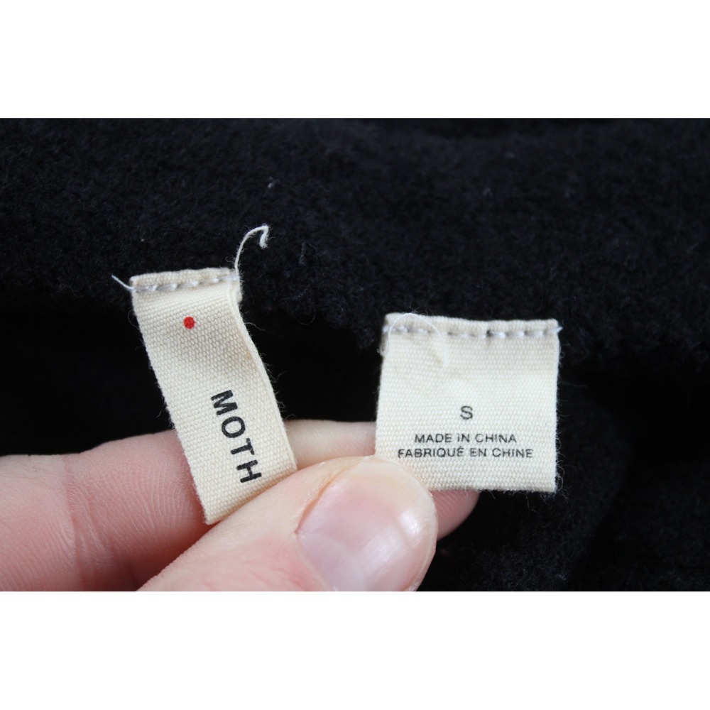 Moth Anthropologie S Black 100% Boiled Wool Hooded Coat Jacket - Picture 8 of 10